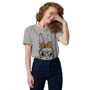 Women’s Leopard Cute Bunny With Glasses Organic Cotton Tee