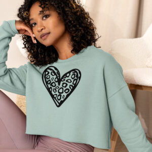 Women’s Leopard Heart Crop Sweatshirt