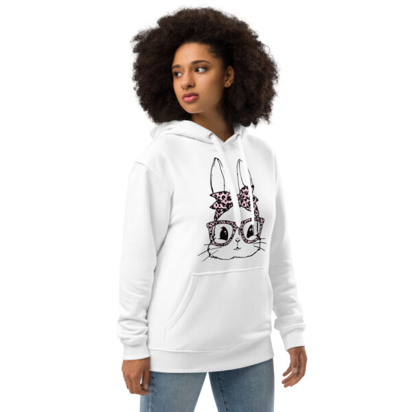 Leopard Cute Bunny With Glasses Premium Eco Hoodie